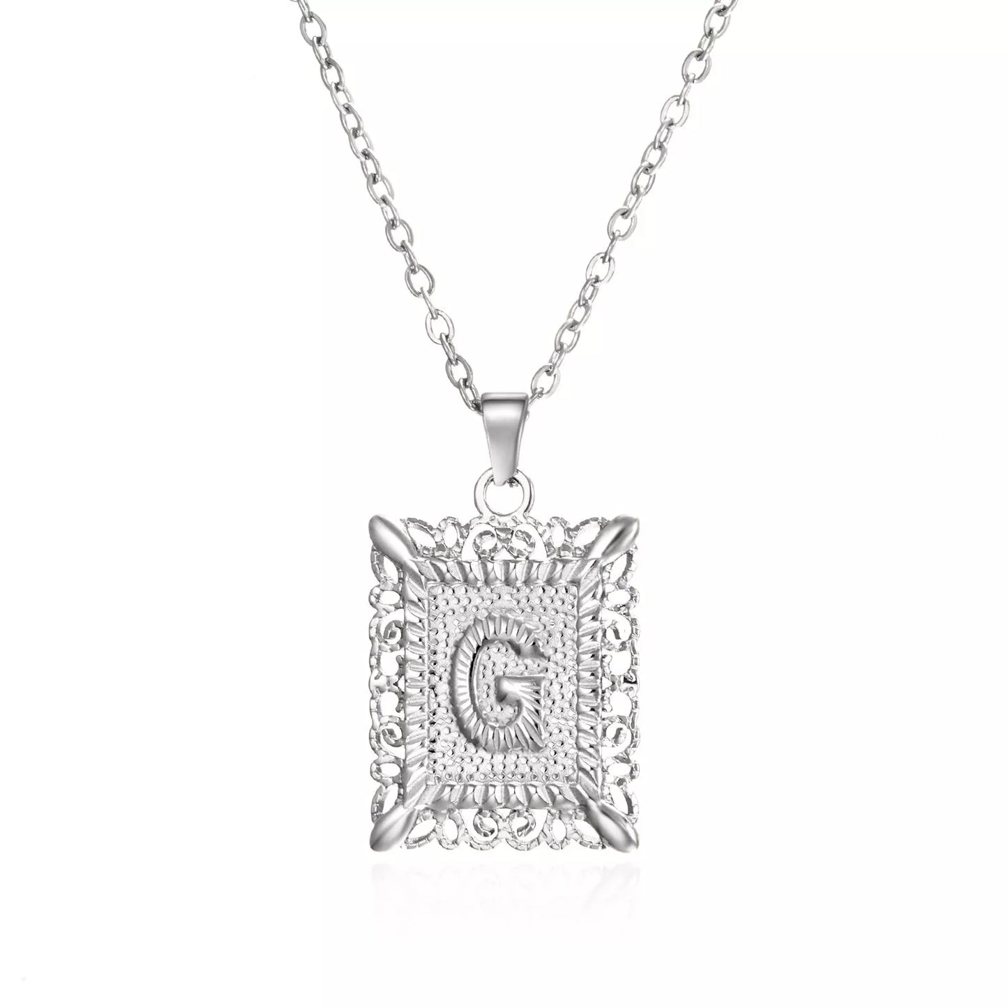 Personalized initial letter necklace in gold or steel, featuring any letter from A to Z