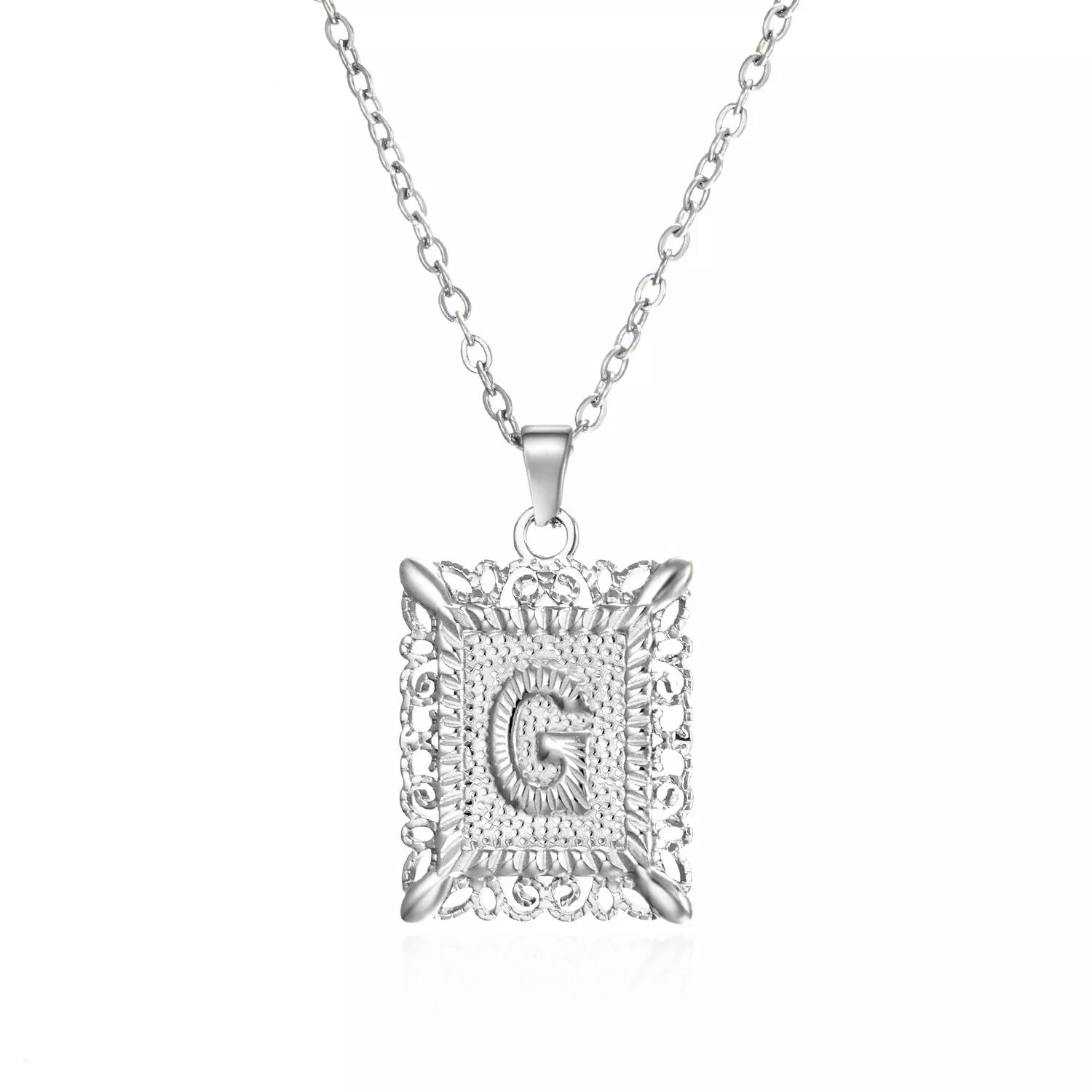 Personalized initial letter necklace in gold or steel, featuring any letter from A to Z