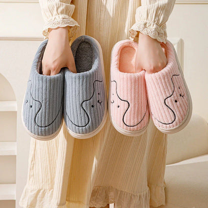 Cozy cat-themed indoor slippers with plush upper, rubber non-slip sole, and vibrant color options