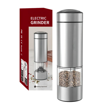 Stainless steel electric pepper grinder with button operation and Type-C charging port