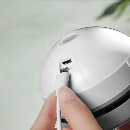 White mini USB desktop keyboard cleaner vacuum with flat nozzle and 30ml dust box, 15cm long for handheld use