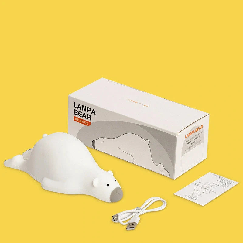 Cute bear-shaped silicone night light with adjustable brightness for children's bedrooms