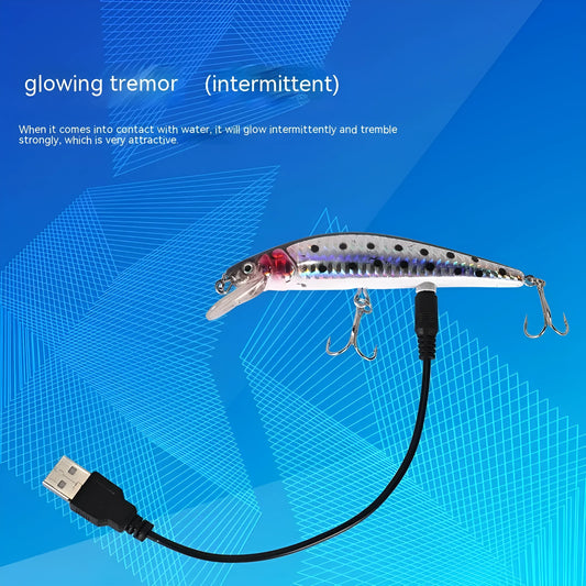 Floating Mino USB electric fishing bait lamp with colourful design in blister packaging