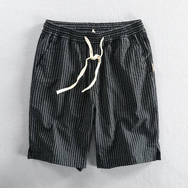 Men's striped casual shorts in cotton with micro elasticity, available in multiple colours and sizes up to 6XL