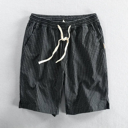 Men's striped casual shorts in cotton with micro elasticity, available in multiple colours and sizes up to 6XL