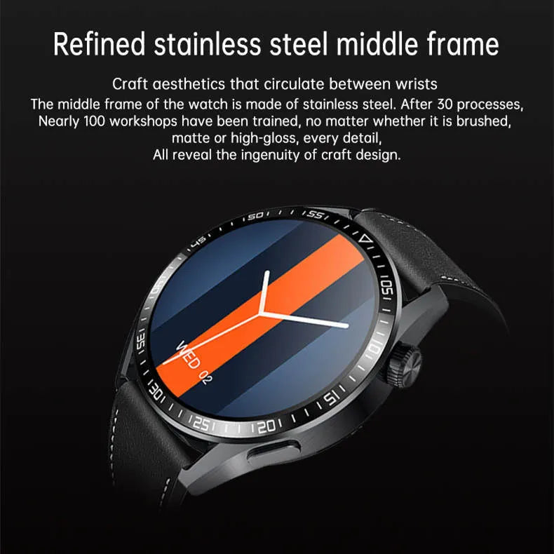 Black GS3 Max smartwatch with a 1.35-inch screen on a silicone wristband, showing health metrics and call interface.