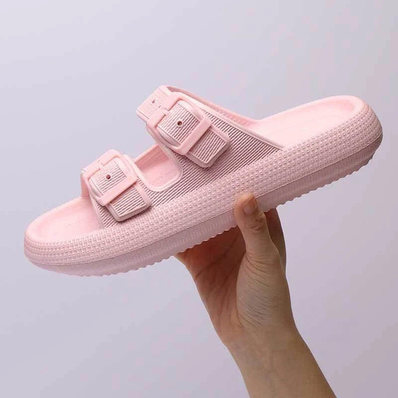 Stylish buckle slip-on platform sandals in various colors for women's summer fashion