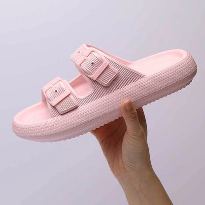 Stylish buckle slip-on platform sandals in various colors for women's summer fashion