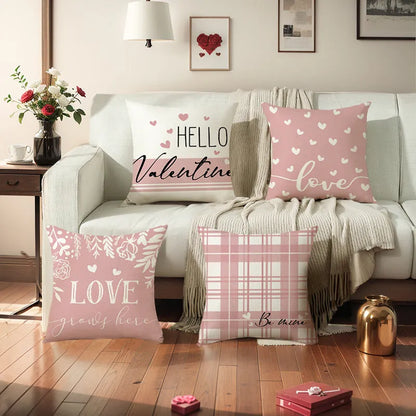 Plaid heart printed pillow cover measuring 45x45cm with four colour options for Valentine's Day home decor