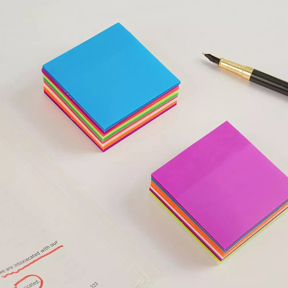Transparent Post-it notes in various colors and sizes for organized note-taking