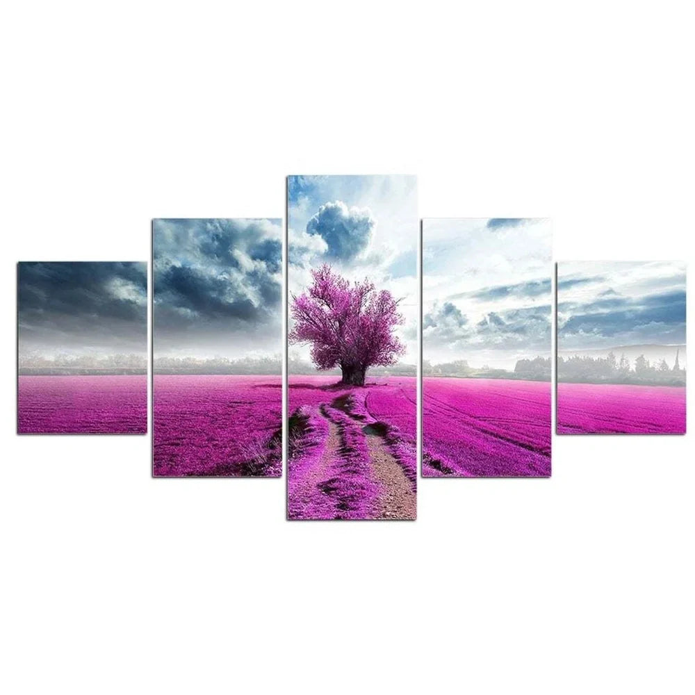 Five coordinated canvas wall art posters in multiple sizes for gallery wall display