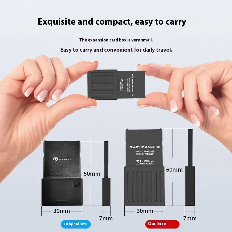 Aluminium Xbox Series X/S hard disk switching box for CFexpress to M.2 SSD expansion, includes screwdriver.