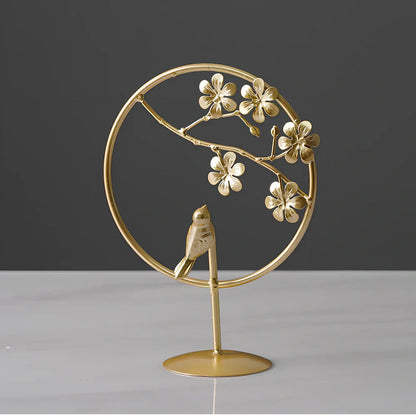 Nordic geometric wrought iron ornament with copper finish measuring 15x20cm