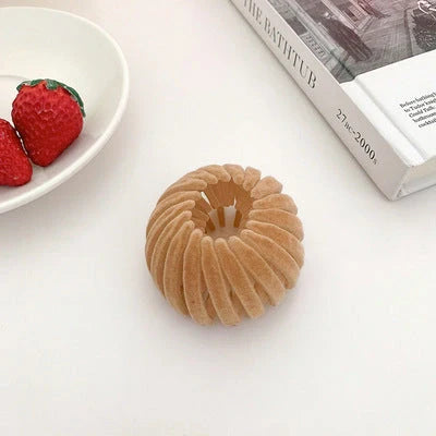 Velvet Bird's Nest Hair Ring Hairpin in various colors for stylish high ponytails