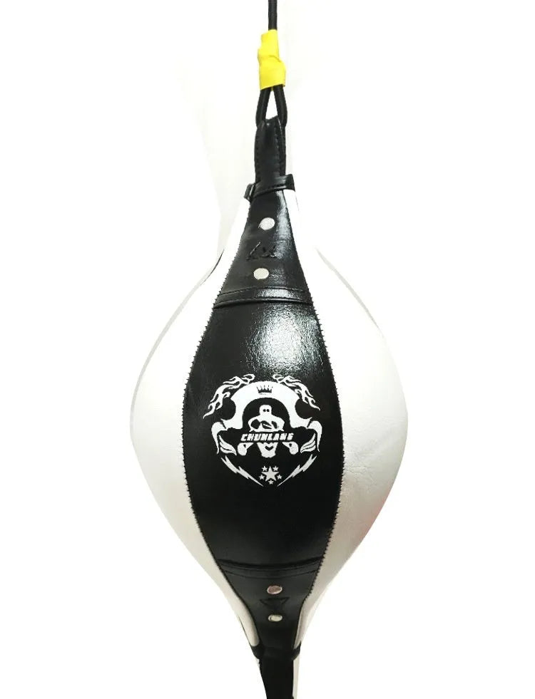 Black and red diamond pattern PU boxing speed ball with elastic hanging cord for training
