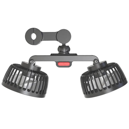 Black car USB rear pillow single head fan with adjustable settings and USB cable connection