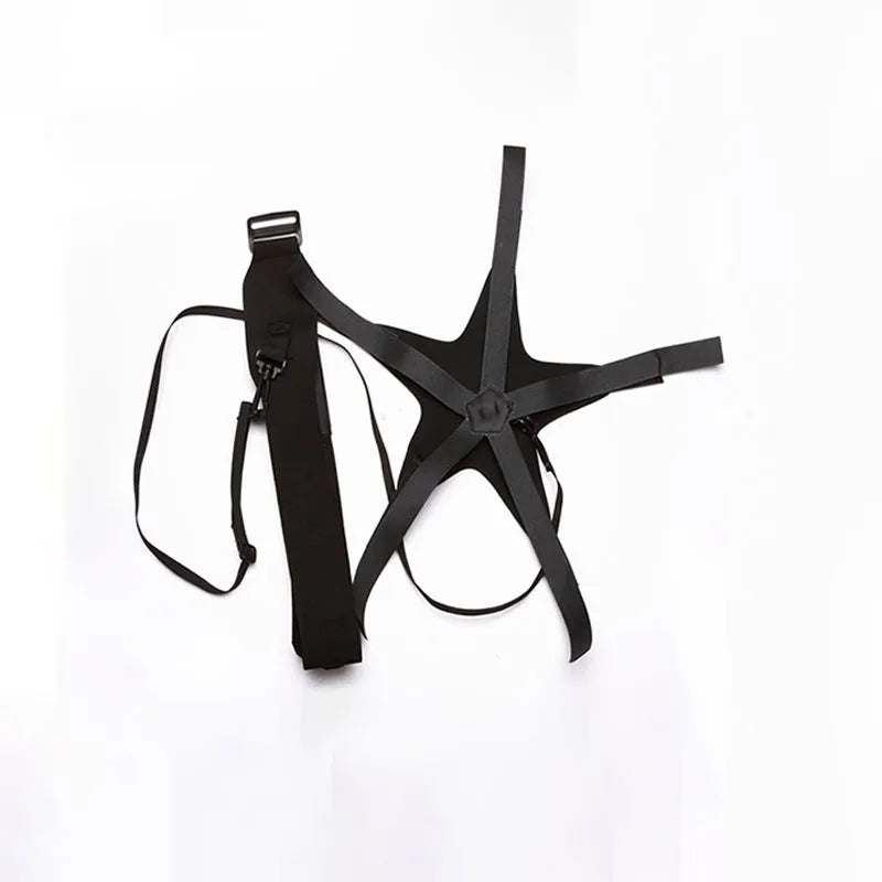 Black static football juggling belt with 2m length made from diving suit fabric on grass