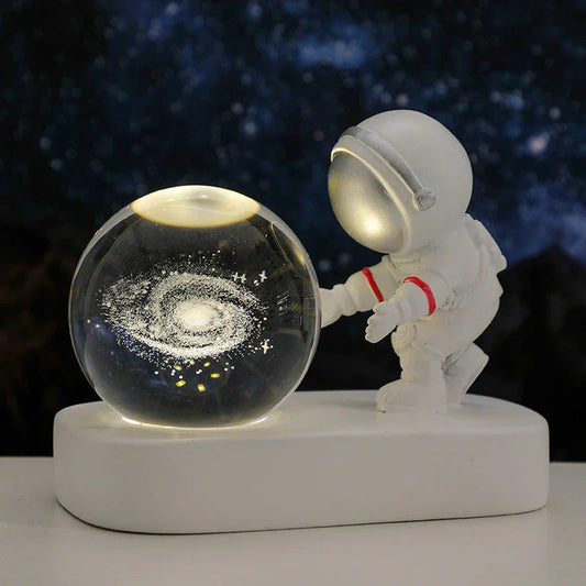 Enchanting Galaxy Astronaut Night Light with dimensional 3D crystal pattern and warm, romantic glow