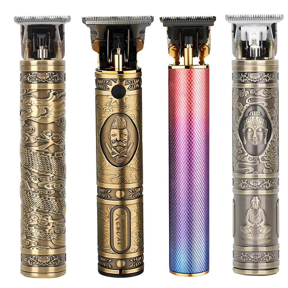 Professional hair trimmer with USB port and metal body in three colour options