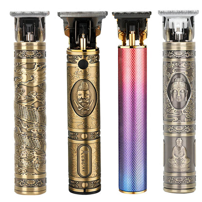 Professional hair trimmer with USB port and metal body in three colour options