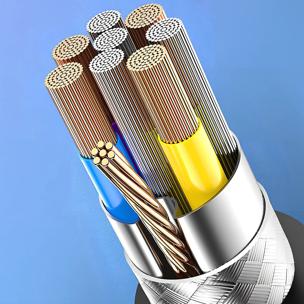 Rotating Type C data cable with 360-degree swivel connector in blue colour showing flexible silicone construction