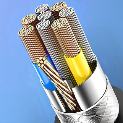 Rotating Type C data cable with 360-degree swivel connector in blue colour showing flexible silicone construction