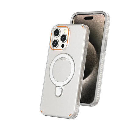Magnetic smartphone case with kickstand and MagSafe wireless charging compatibility for various iPhone models