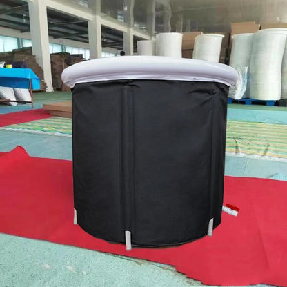Black portable inflatable ice bath 70x80cm with weather lid and accessories