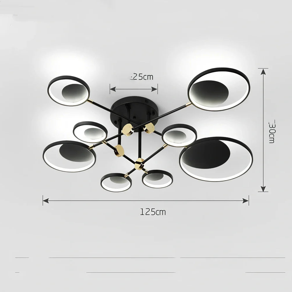 Nordic molecular glass ceiling light with adjustable height and three-colour LED options