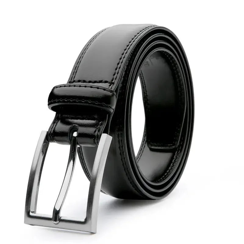 Men's brown genuine leather belt with textured Wild 95 grain and a silver alloy buckle.
