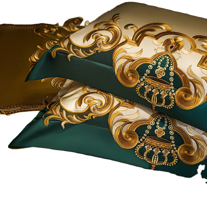 European-style 10-piece long-staple cotton bedding set with embroidered bedspread and 220x240cm quilt cover for 2.0m bed