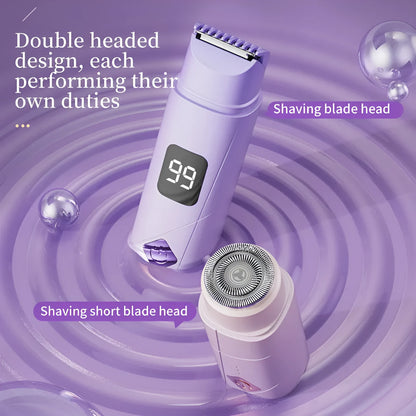 Digital display Type-C USB women's shaver in gradient purple colour for full-body hair removal.