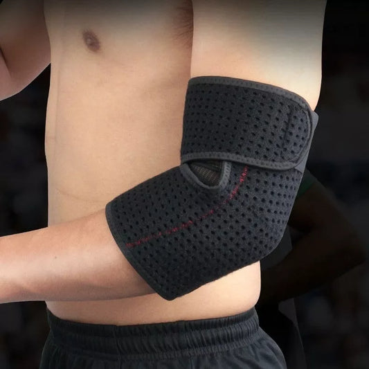 Adjustable black elbow pad for basketball and tennis sports protection