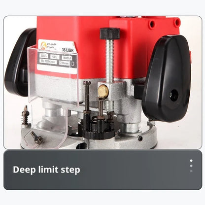 2200W handheld electric engraving machine with 12.7mm hole diameter and 15 milling cutters for wood carving and trimming.