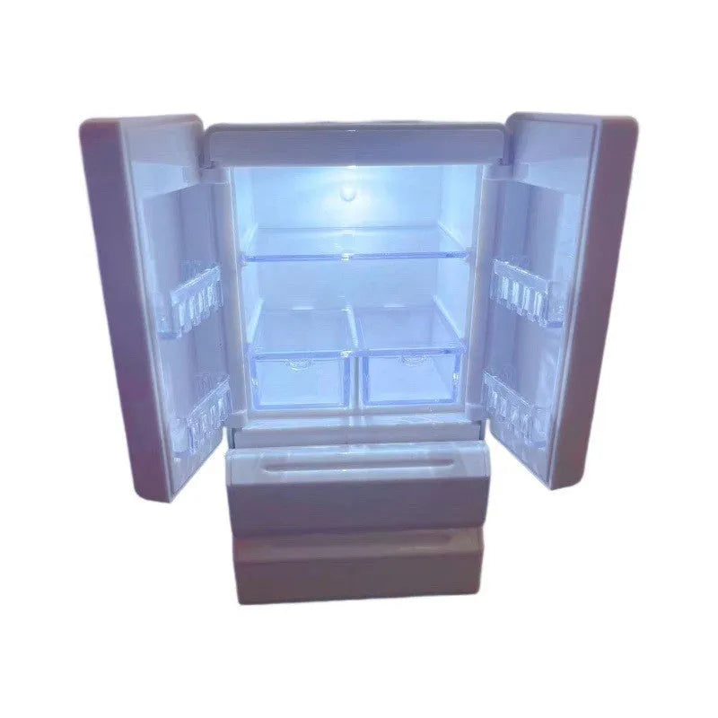 White plastic miniature candy toy model with light-up feature, dimensions 11.4cm height, 5.8cm length, 5cm width