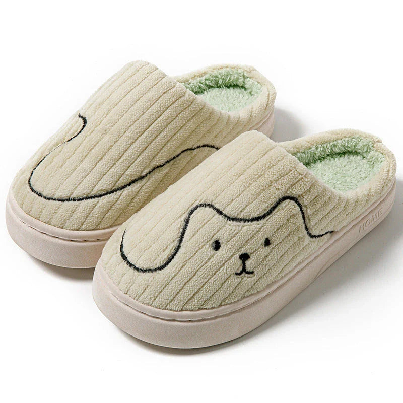 Cozy cat-themed indoor slippers with plush upper, rubber non-slip sole, and vibrant color options