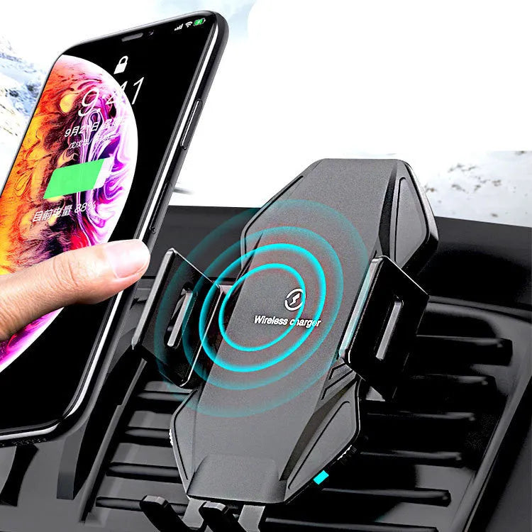 T3 touch-sensitive car wireless charger in matte black with large suction cup mount