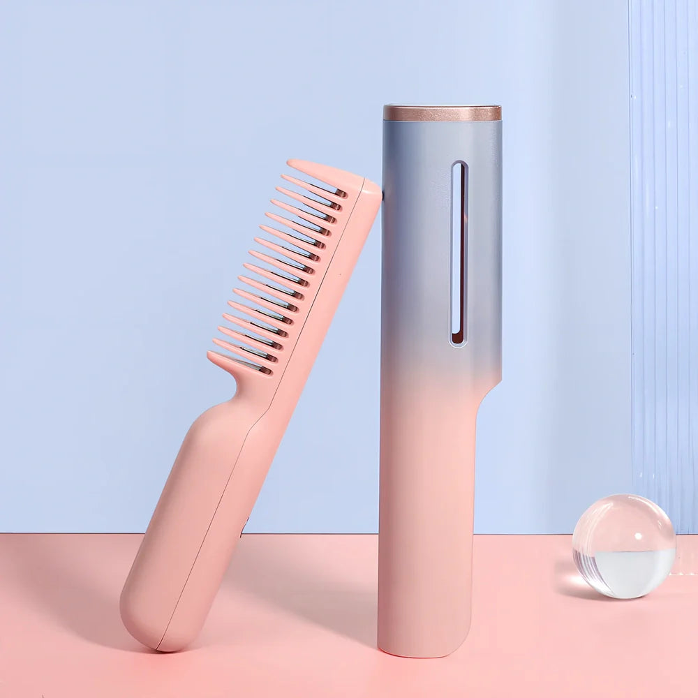 Wireless USB heating comb with 3D gradient colour and tourmaline ceramic conductor for dry hair