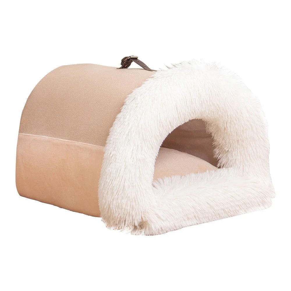 Cozy Canine Retreat: Portable Plush Pet Nest with Semi-Enclosed Design for Autumn and Winter
