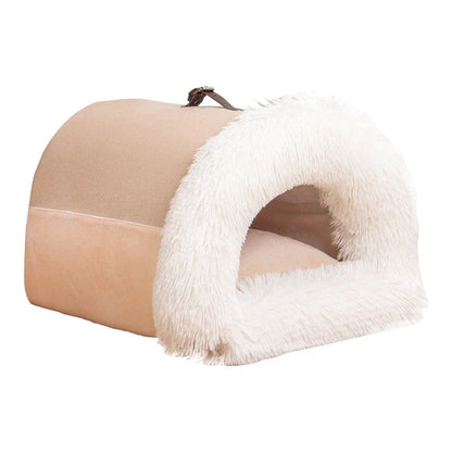 Cozy Canine Retreat: Portable Plush Pet Nest with Semi-Enclosed Design for Autumn and Winter