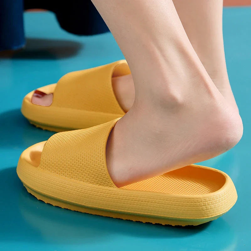 Unisex EVA slippers in various colors, including white, yellow, green, blue, black, khaki, grey, pink, and orange