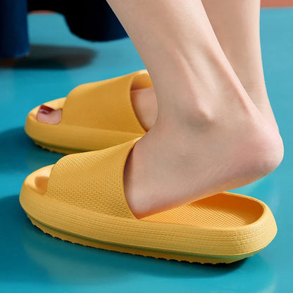 Unisex EVA slippers in various colors, including white, yellow, green, blue, black, khaki, grey, pink, and orange