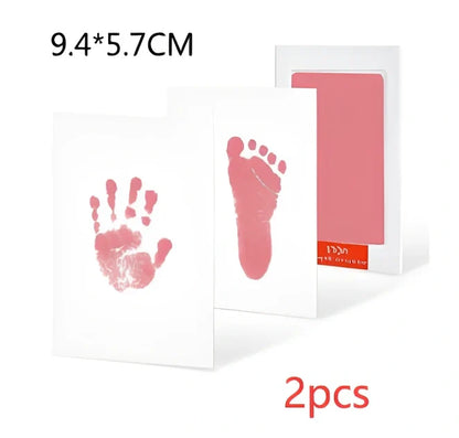 Disposable ink baby hand and foot print kit with six colour options and two size formats