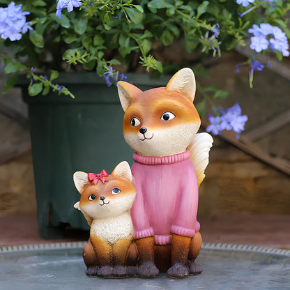 Cartoon resin animal hanging ornament for garden decor, style A fox shape in bright colours, 15cm height