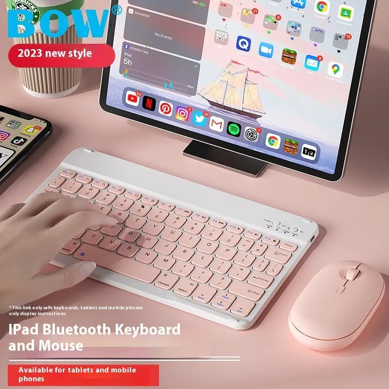 A wireless Bluetooth keyboard for tablets and PCs in a choice of colours including white, green, and pink.
