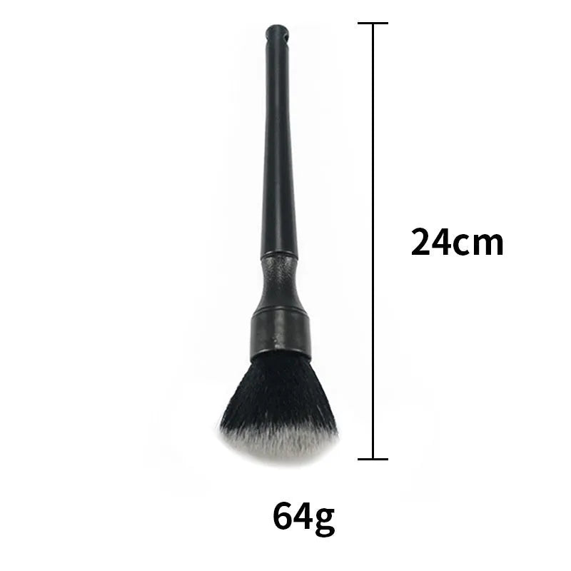 Soft nylon car detail brush with black blue or red handle for interior car cleaning and dashboard vent dust removal