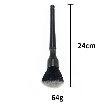 Soft nylon car detail brush with black blue or red handle for interior car cleaning and dashboard vent dust removal