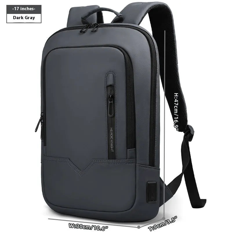 Lightweight men's polyester commuter backpack with USB charging port in multiple colour options.