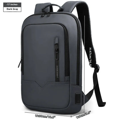 Lightweight men's polyester commuter backpack with USB charging port in multiple colour options.
