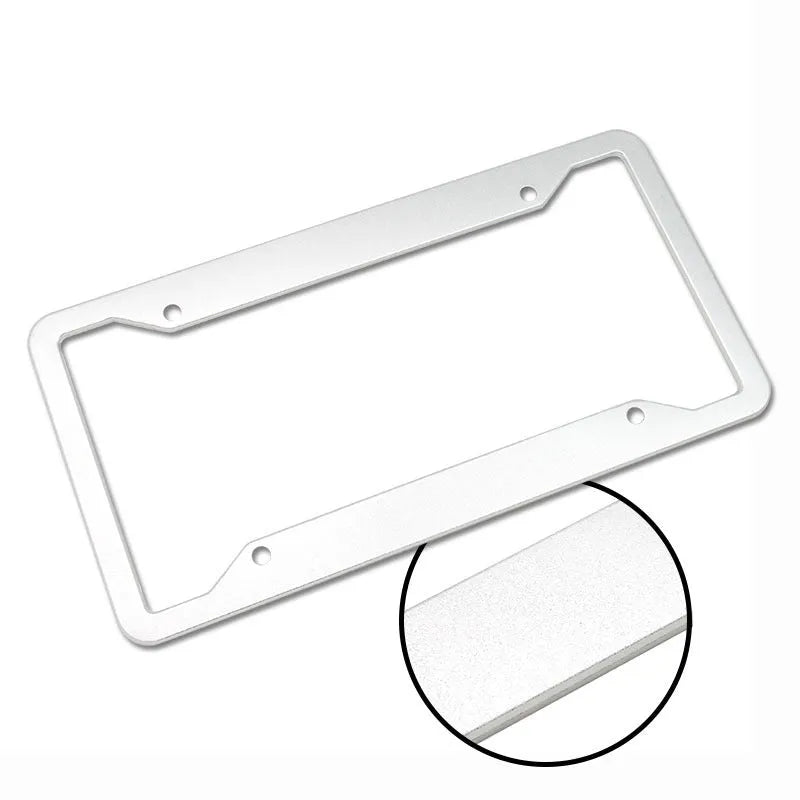 Aluminium alloy stainless steel license plate frame in black finish showing vehicle registration plate protection